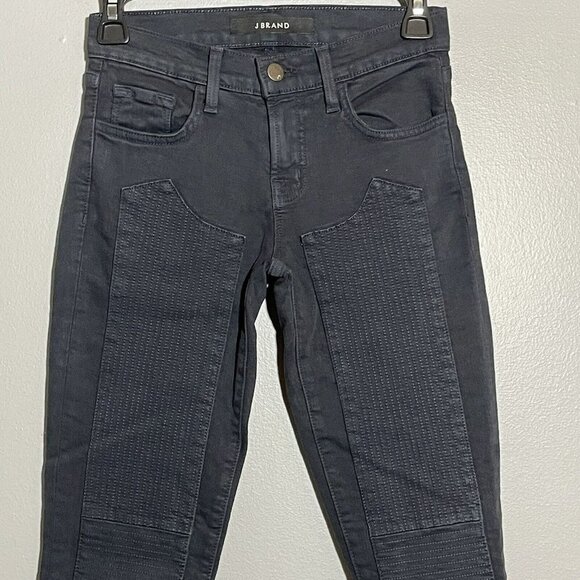 J Brand Skinny Jeans Jegging Women Size 24 Blue Patch Patchwork Quilt Moto Biker - Picture 3 of 11